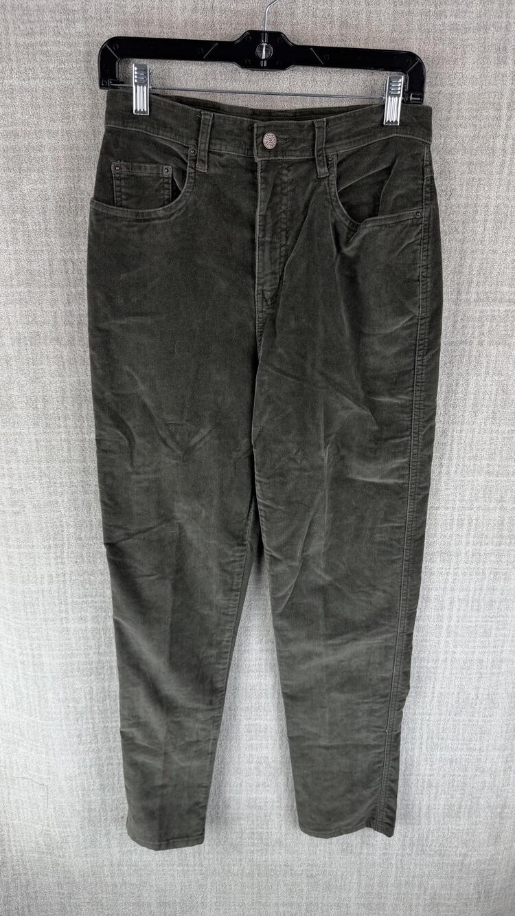 Bill Blass Jeans Pants Womens 6 Green Corduroy Chino Tapered Pockets Zip